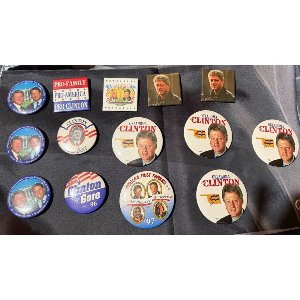 14 Bill Clinton Campaign Pins 93-97